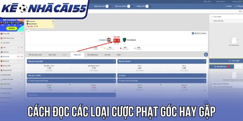 Cách đọc các loại cược phạt góc hay gặp