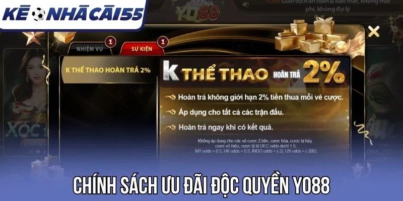 Chính sách ưu đãi độc quyền Yo88