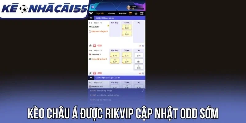 Kèo châu Á được Rikvip cập nhật odd sớm