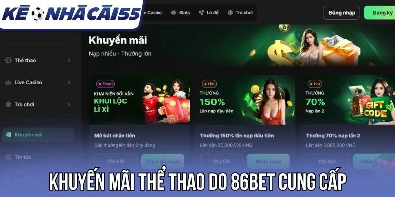Khuyến mãi thể thao do 86Bet cung cấp