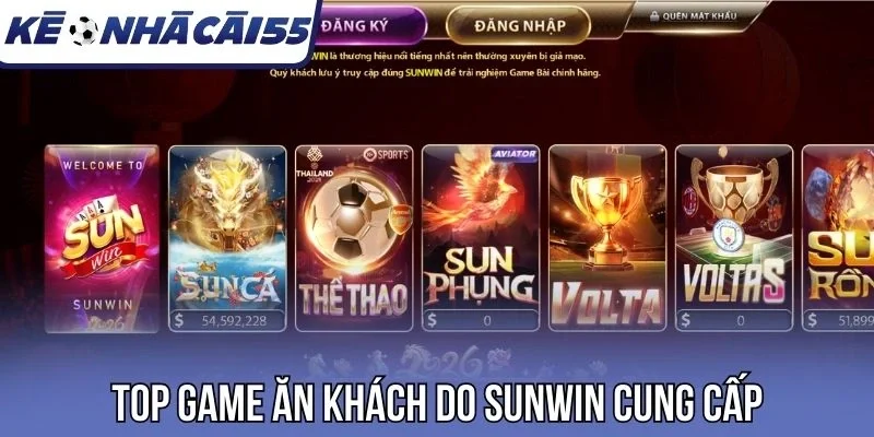 Top game ăn khách do Sunwin cung cấp