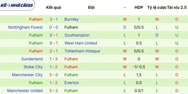 Tình hình đội khách Fulham